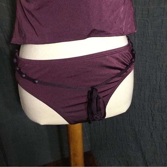 Perry Ellis Burgandy Tankini Size M/L - Picture 7 of 9